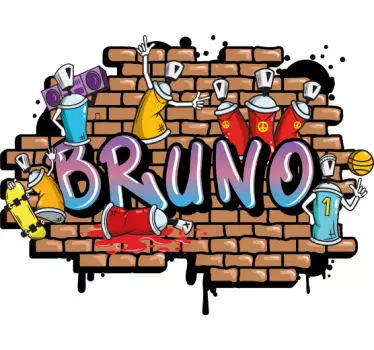 graffiti on brick wall urban decal - TenStickers
