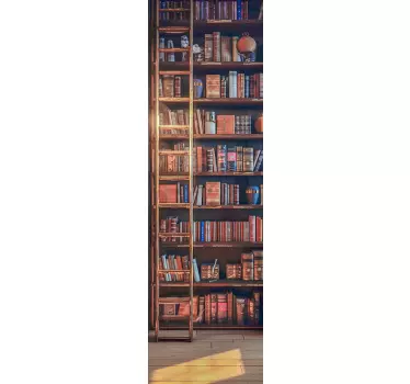 Old library shelves door sticker - TenStickers