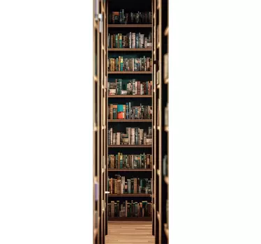 Hallway through a library door sticker - TenStickers