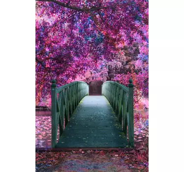 Wooden bridge landscape shower screen sticker - TenStickers