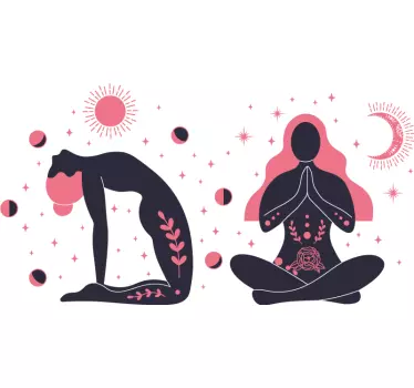 Boho yoga postures design vinyl wall decal - TenStickers