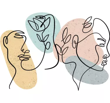 Line abstract art women faces wall decal - TenStickers