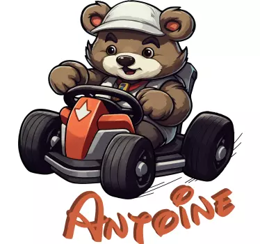 Racing bear wall sticker children's room - TenStickers
