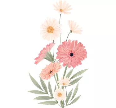 Pink daisies bathroom wall decal - TenStickers