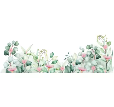 Flowers And Plants Watercolour Bathroom Wall Decor Sticker - TenStickers