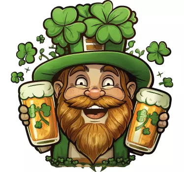Leprechaun And Beer Wall Decor Sticker - TenStickers
