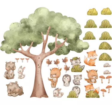 Cute Forest Animals Wall Sticker Children's Room - TenStickers