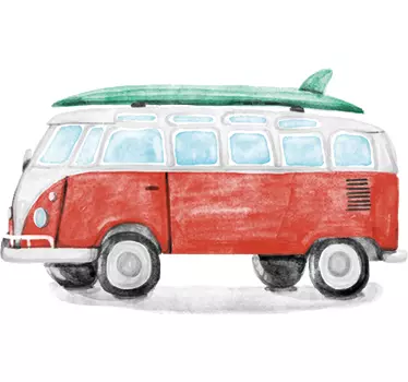 Watercolour VW Surf Van Sticker - TenStickers