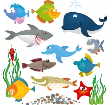 Aquarium Animals Kids Sticker - TenStickers
