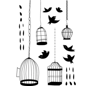 Bird and Cages Kids Wall Sticker - TenStickers