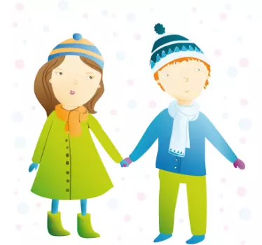 Children in the Snow Sticker - TenStickers