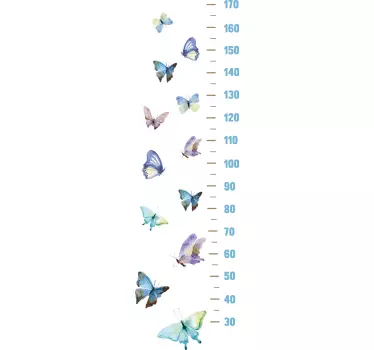 Colored butterflies height chart sticker - TenStickers