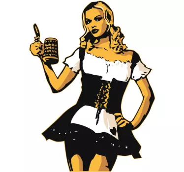 Coloured Beer Girl Decal - TenStickers
