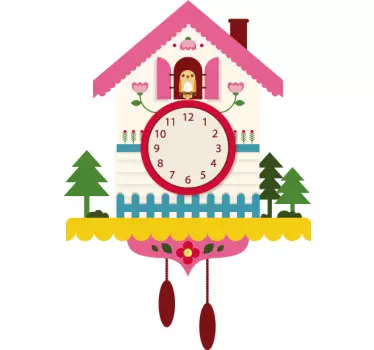 Colourful Cuckoo Clock Sticker Clock - TenStickers