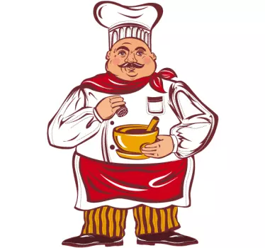 Cook Illustration Wall Sticker - TenStickers