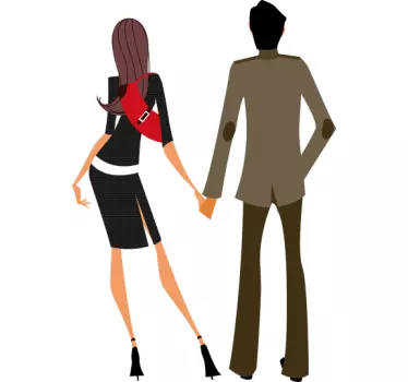 Couple Facing The Wall Decorative Sticker - TenStickers