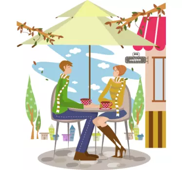 Couple on Terrace Wall Sticker - TenStickers