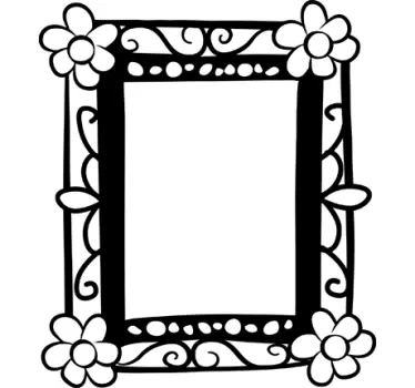 Drawn Flower Frame Wall Sticker - TenStickers