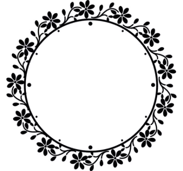 Floral Circle Frame Clock Sticker - TenStickers