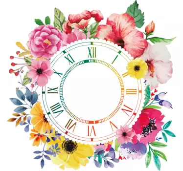 floral minimalism sticker clock - TenStickers