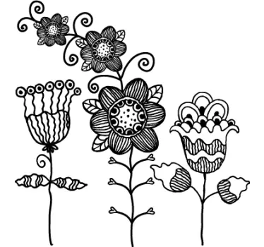 Floral Pattern Sketch Decal - TenStickers