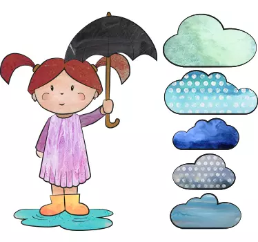 Girl In A Puddle Sticker - TenStickers