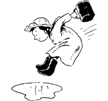 Girl Jumping in Puddle Sticker - TenStickers