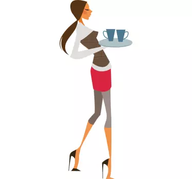 Glamorous Waitress Sticker - TenStickers