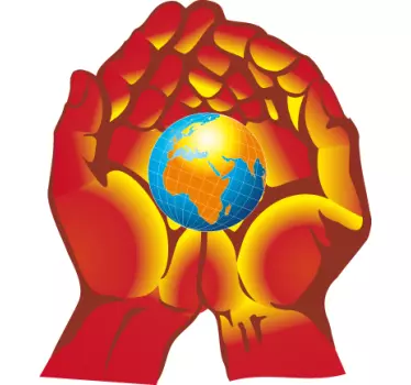 Hands Holding The Earth Sticker - TenStickers