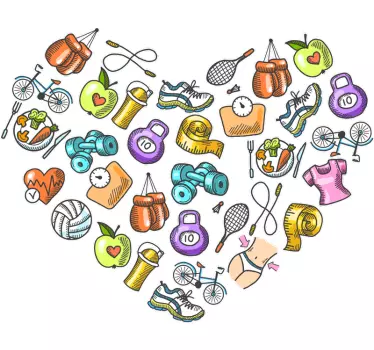 Healthy sports heart Drawing Sticker - TenStickers