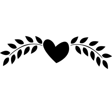 Ornament floral with heart mirror sticker - TenStickers