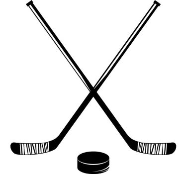 Hockey Sticks and Puck Home Wall Sticker - TenStickers