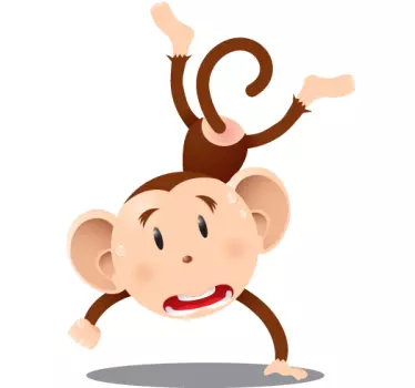 Kids Handstand Chimpanzee Wall Sticker - TenStickers