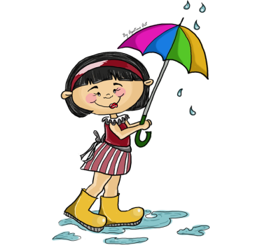 Little Girl with Umbrella Kids Sticker - TenStickers