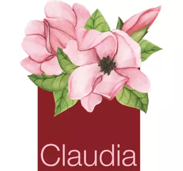 Magnolia with Name Customisable Wall Sticker - TenStickers