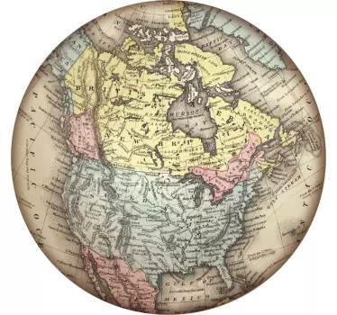 Map of North America Clock Wall Sticker - TenStickers