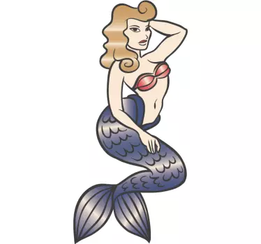 Mermaid Tattoo Wall Sticker - TenStickers