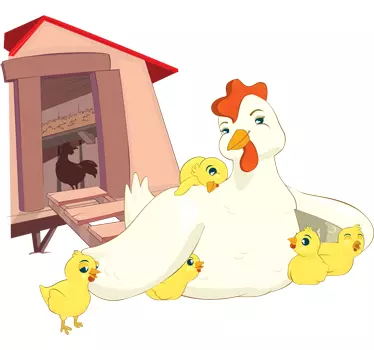 Mother Hen and Chicks Sticker - TenStickers