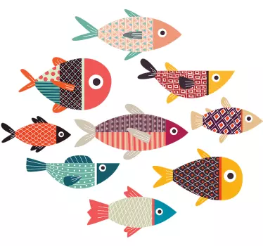 Multicoloured Fish Wall Sticker - TenStickers