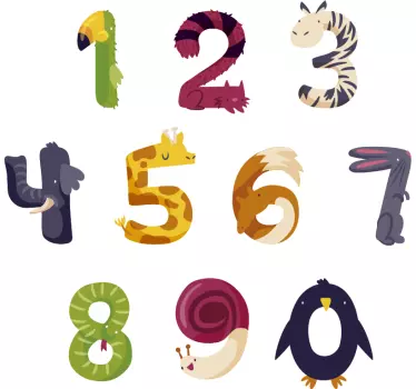 Numbers with Animals Wall Sticker - TenStickers