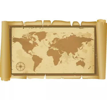 Parchment World Map Wall Sticker - TenStickers