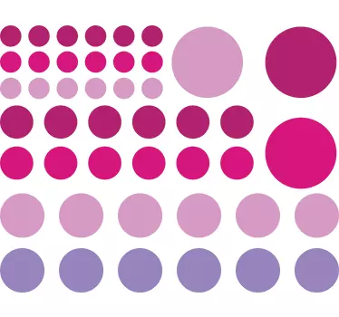 Pack of 45 Pink Tones Circle Stickers - TenStickers
