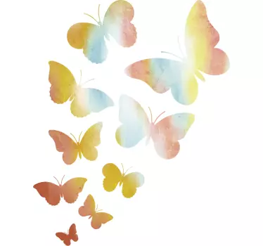 Set of rainbow gradient butterfly wall sticker - TenStickers