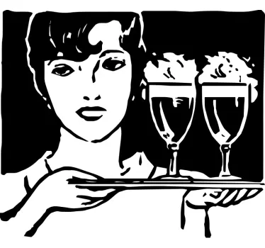 Restaurant Waitress Wall Sticker - TenStickers