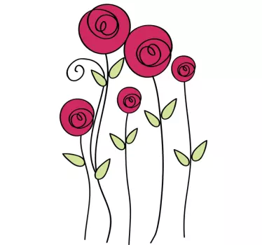 Roses Illustrations Wall Sticker - TenStickers