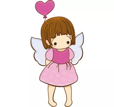 Shy Little Angel with Balloon Sticker - TenStickers