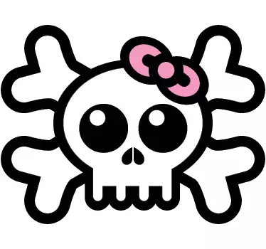 Skull with Hair Bow Wall Sticker - TenStickers