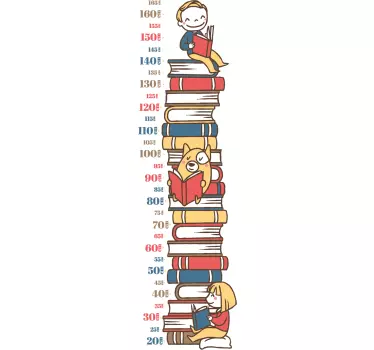 Stack of Books Height Chart Sticker - TenStickers