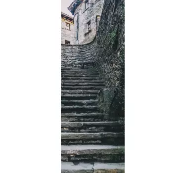 Stone Staircase Door Sticker - TenStickers
