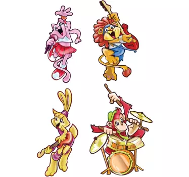 The Animal Musicians Wall Decals - TenStickers